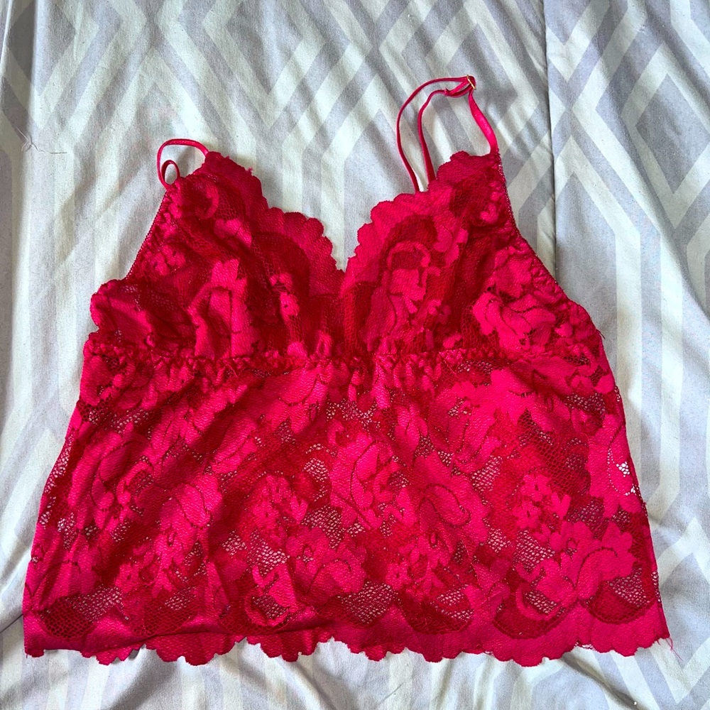 Red lace bralette